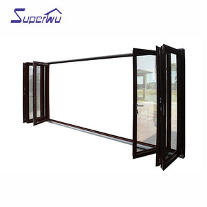 Superwu 6 Panels wooden color frame aluminum folding door bifolding door