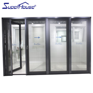 Superwu Aluminum alloy folding doors with flynet windproof bifolding doors factory supply