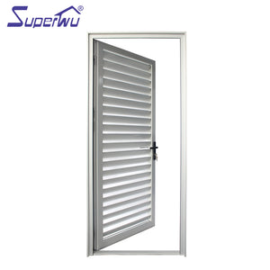 Superwu America Certificated And NFRC Double Glazed Aluminum Exterior French Glass Door Louver Doors