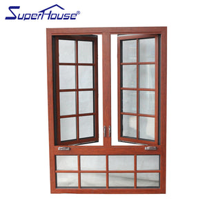 Superhouse North America NFRC and NOA standard high quality wood color thermal break aluminum large casement window