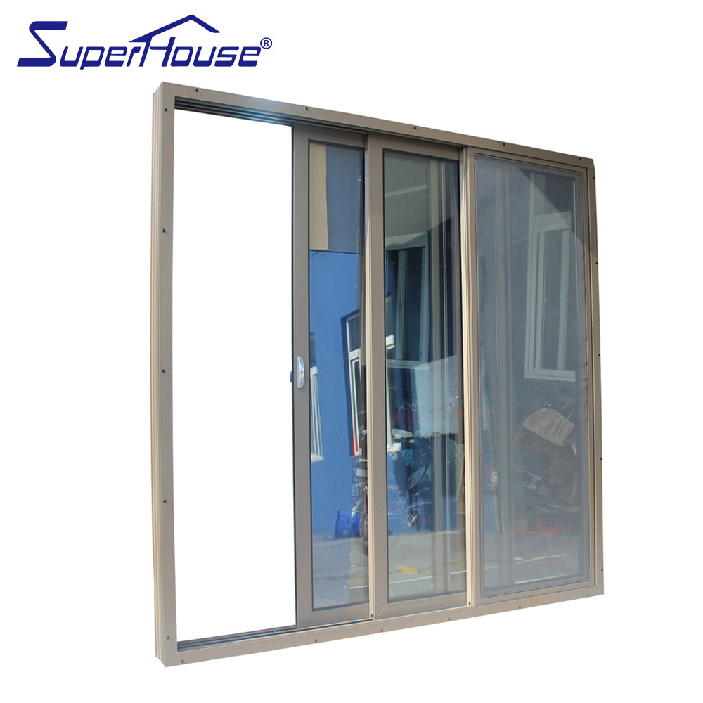 Superwu Modern style stacker door tempered glass sliding doors 3 panel