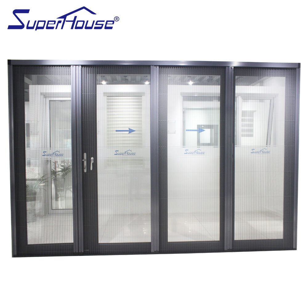 Superhouse AS2047 NFRC AAMA NAFS NOA standard double glass aluminum folding glass doors