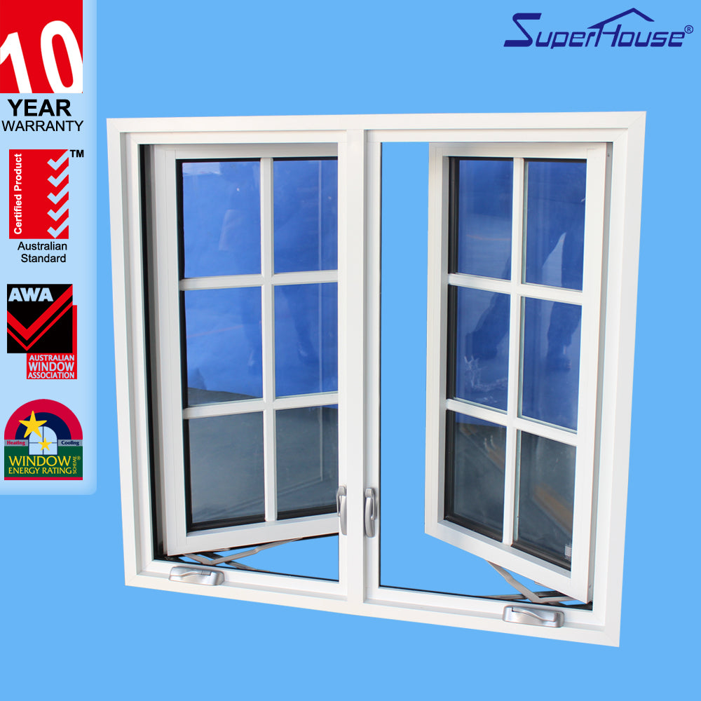Superhouse USA Style Double Casement Windows With Grids Outside The Glass