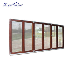 Superhouse North American Market Hot Sale Soundproof Thermal Profile Bi-fold Door with Tempered Glass Swing Graphic Design Modern Exterior