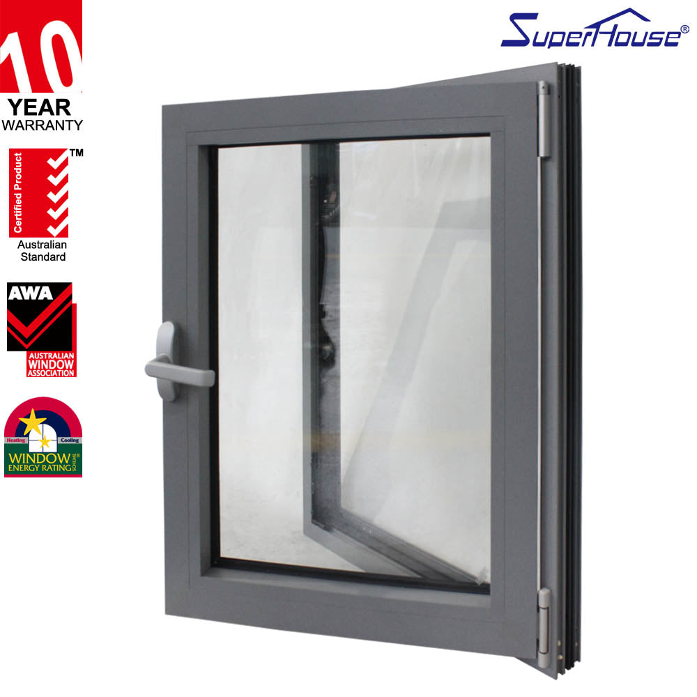 Superhouse NFRC AS2047 Energy saving double glass tilt and turn windows aluminum with superhouse System