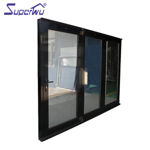 Superwu Aluminum glass bi folding doors patio double glazed accordion doors design