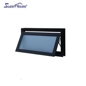 Superhouse black frame obscure glass awning window with fiberglass flyscreen