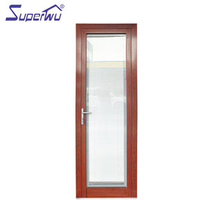 Superwu Customized wooden color single hinged door aluminum french door double tempered glass