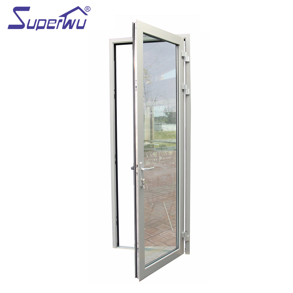 Superwu Aluminium French Hinge Swing Casement Doors Double Glazed Glass Tempered Aluminum Frame Doors