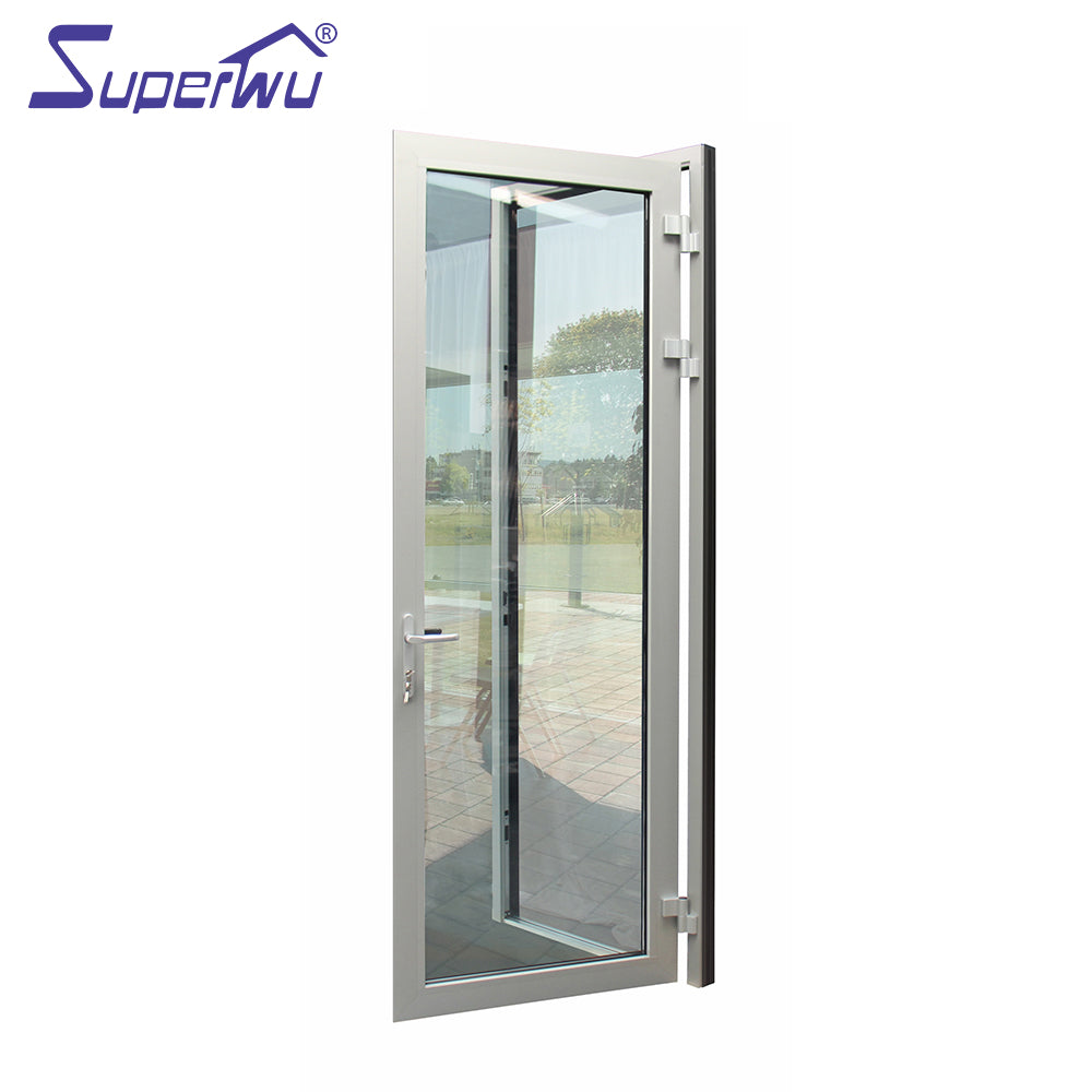 Superwu Aluminium French Hinge Swing Casement Doors Double Glazed Glass Tempered Aluminum Frame Doors