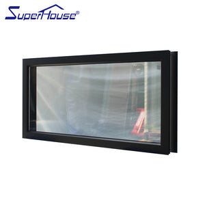 Superhouse American style panoramic windows and doors standard size powder coated black temper glass storm aluminum fixed window