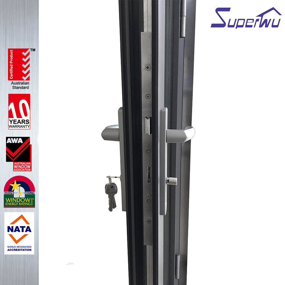 Superwu NFRC AS2047 standard custom aluminum double casement hinged glass security door