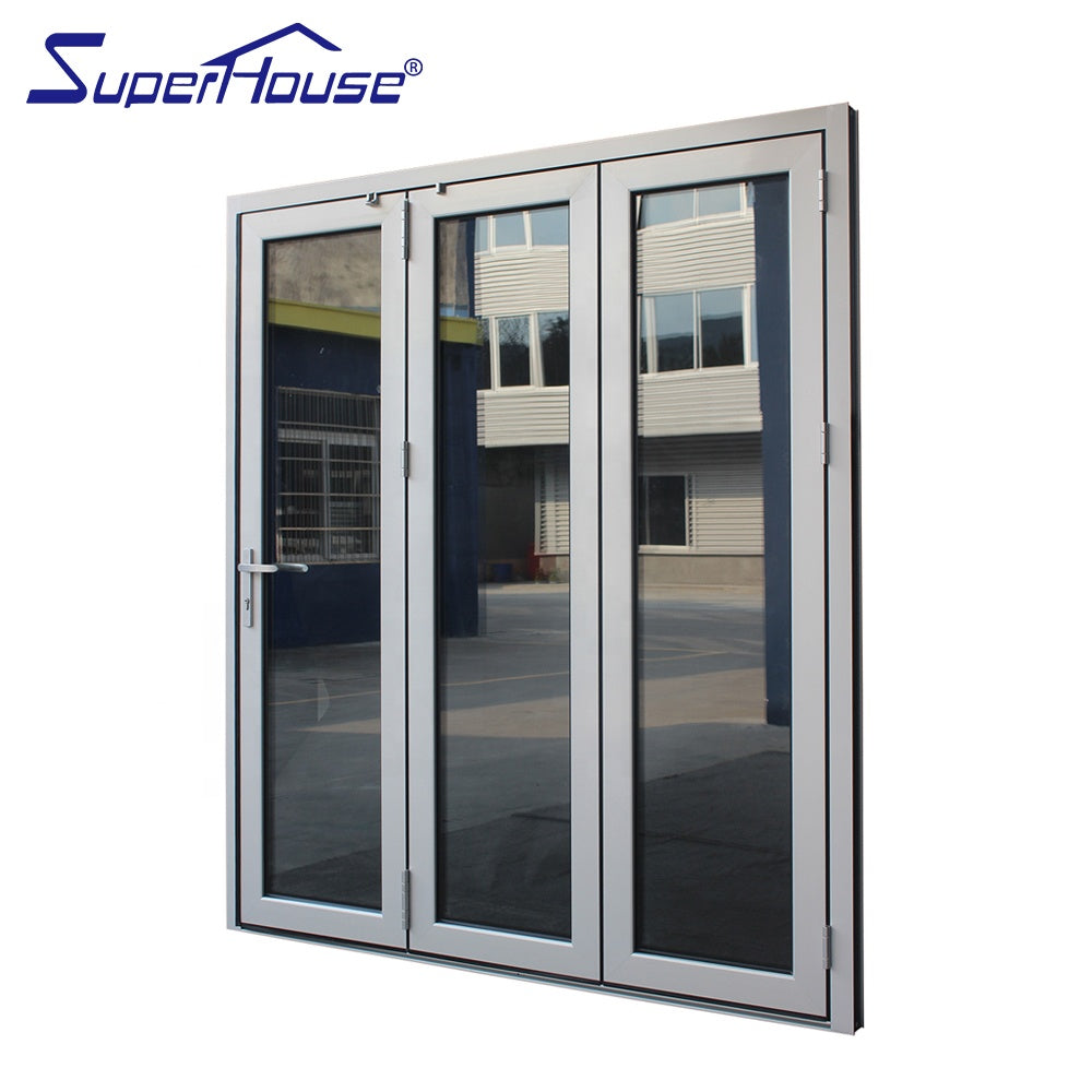 Superhouse Standard Thermal Insulated Folding Door with Double Triple Tempered Glass USA Interior Swing Graphic Design Modern Villa Black