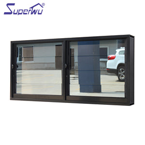 Superwu Double glazing aluminium louver design windows vertical aluminum glass window with built-in shutters for sale
