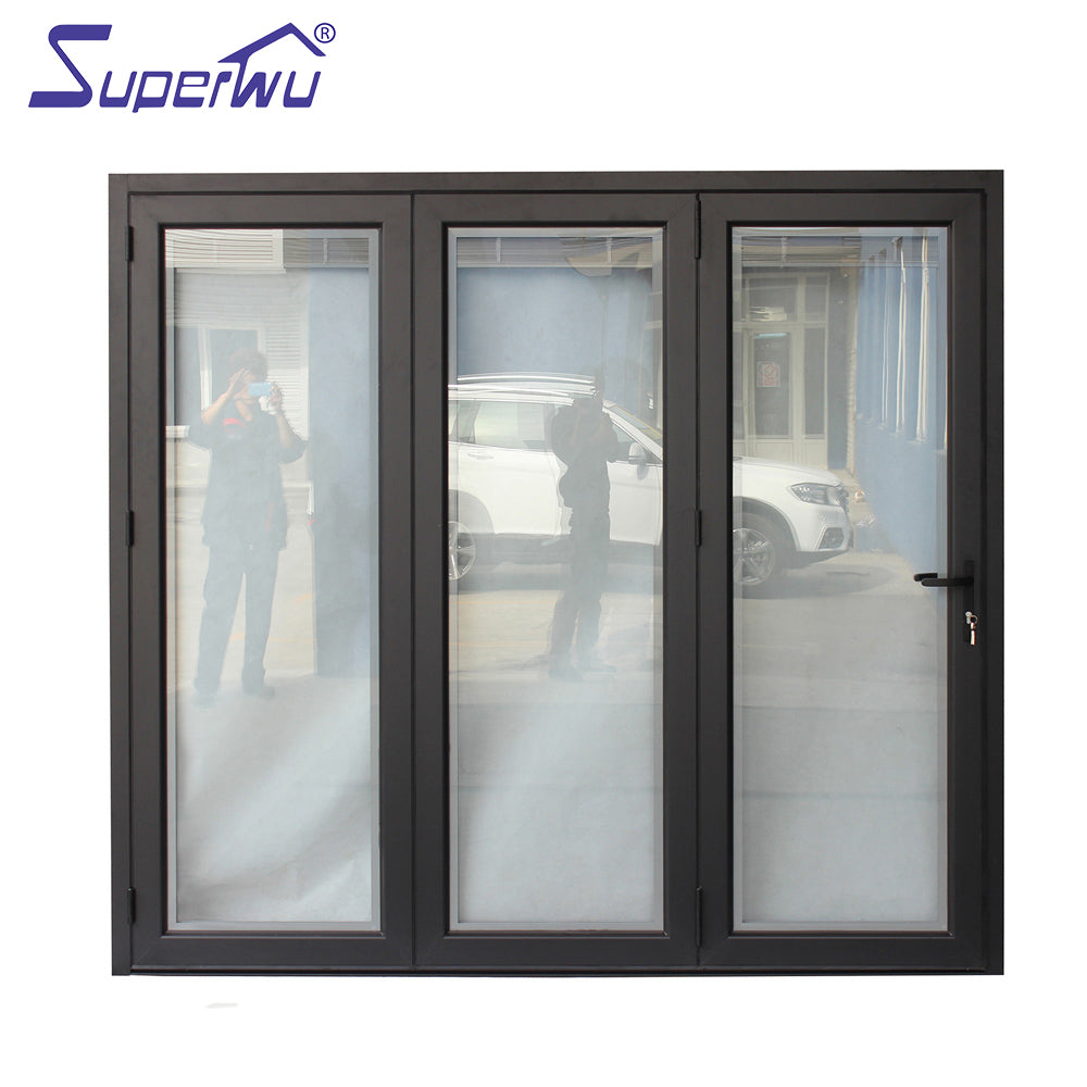 Superwu Aluminum folding door double tempered glass with shutters new design bi-folding door