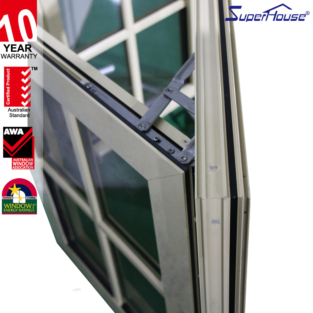 Superhouse North America NFRC and NOA standard high quality powder coating aluminum casement windows grid