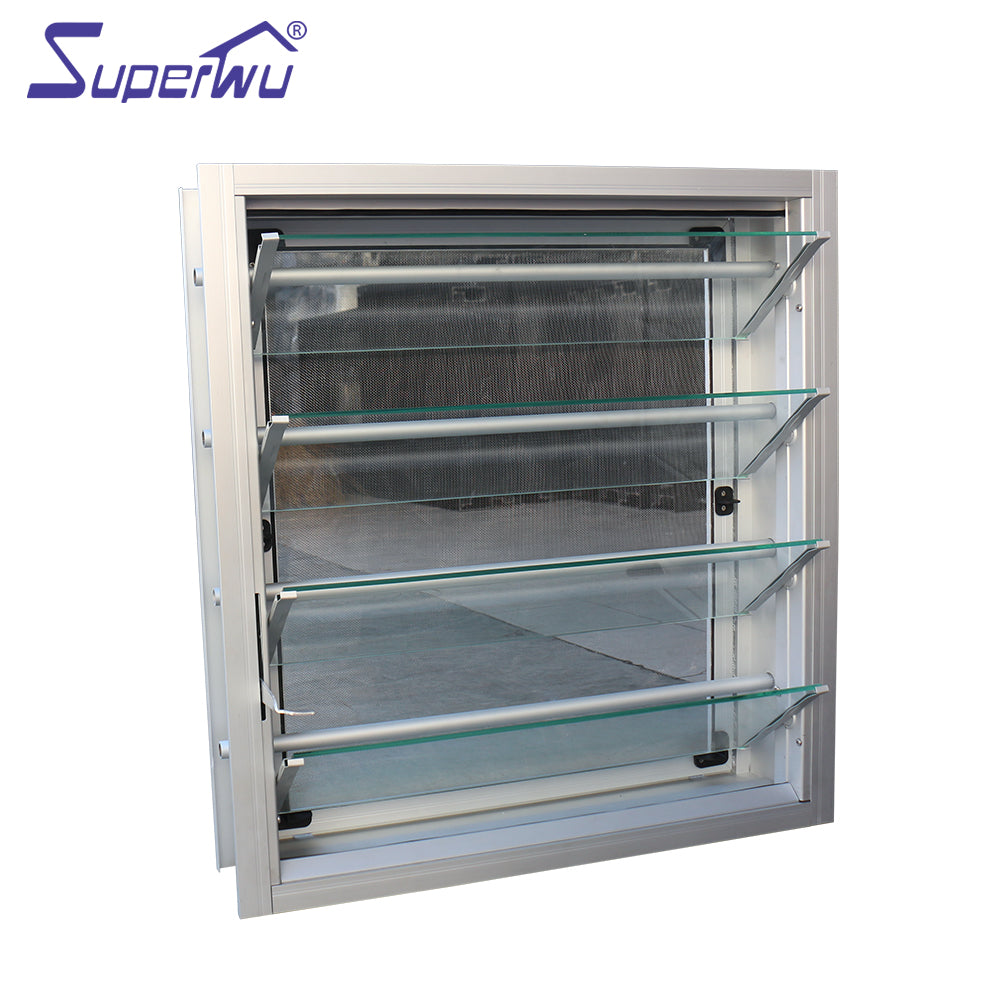 Superwu Aluminium frame glass adjustable shutters windows glass louvre
