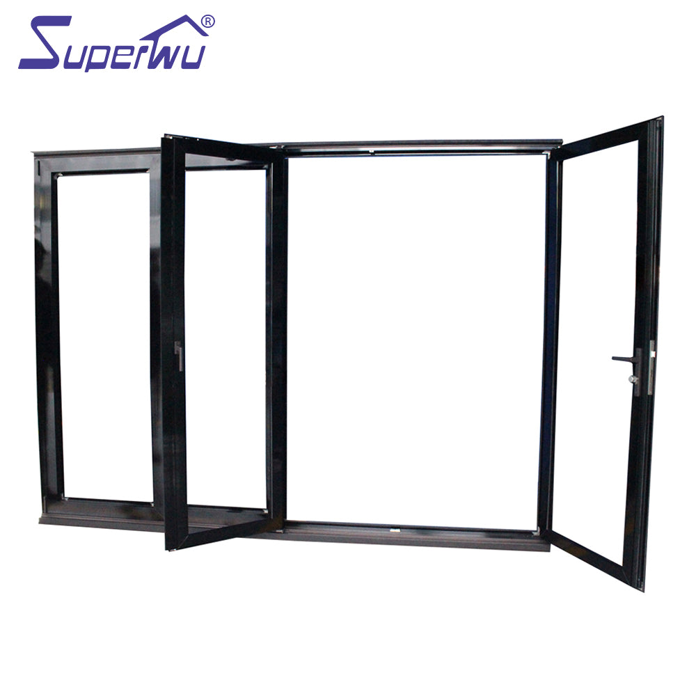 Superwu Aluminum tempered glass bi folding doors patio accordion doors customized design