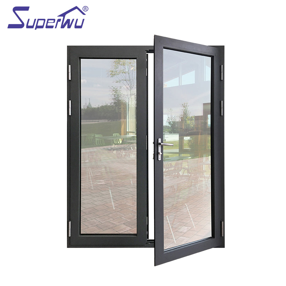 Superwu NFRC AS2047 standard custom aluminum double casement hinged glass security door
