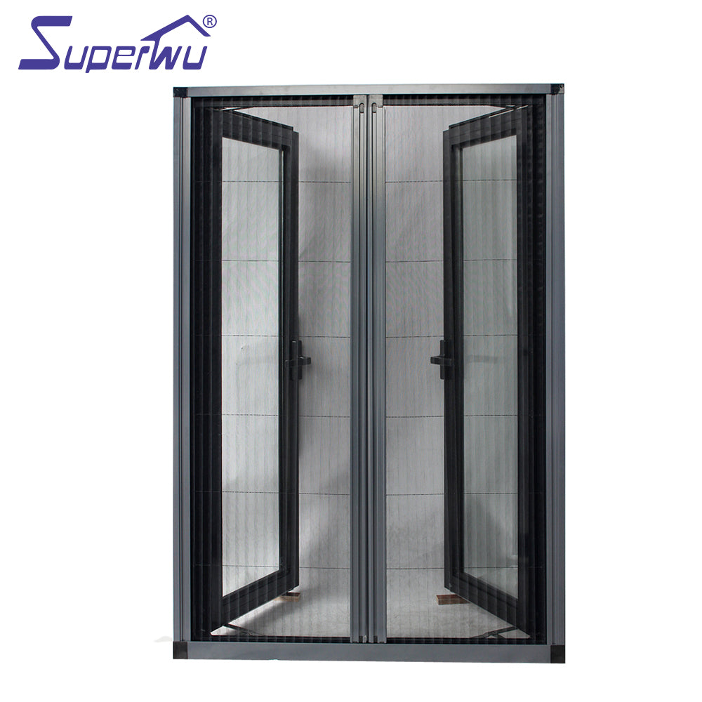 Superwu Aluminium windows black color finish aluminium casement window for home design French windows with certificates