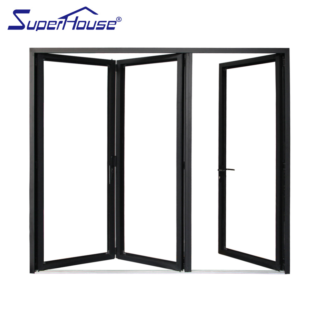 Superhouse AS2047 NFRC AAMA NAFS NOA standard double glass thermal break aluminium fold door for sale