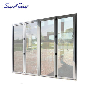 Superhouse AS2047 NFRC AAMA NAFS NOA standard double glass powder coating aluminium folding sliding doors