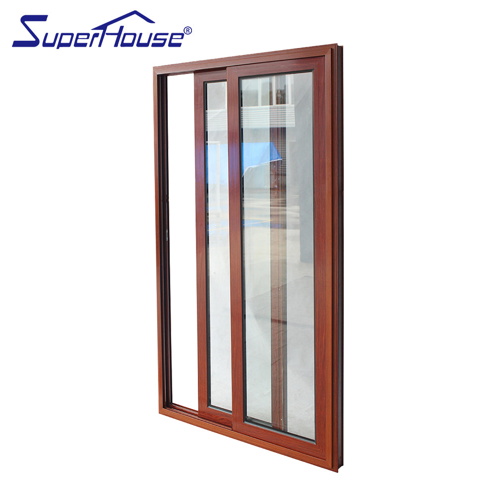 Superwu Australian standard wood grain profile color sliding door aluminum material double tempered glass