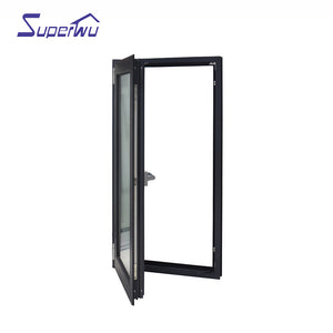 Superwu Factory finished large glass panel aluminum window french open casement windows frosted glass obscure