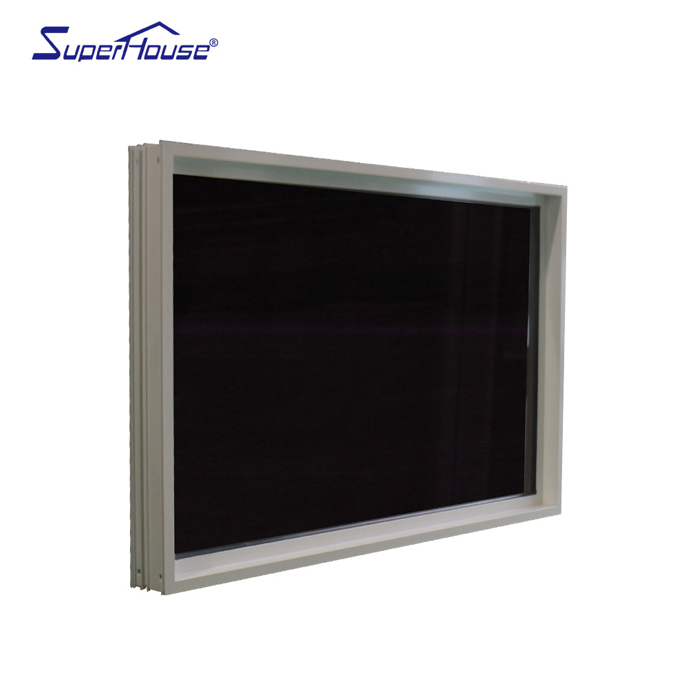 Superhouse Square aluminium double glazed fixed window with blind built-in