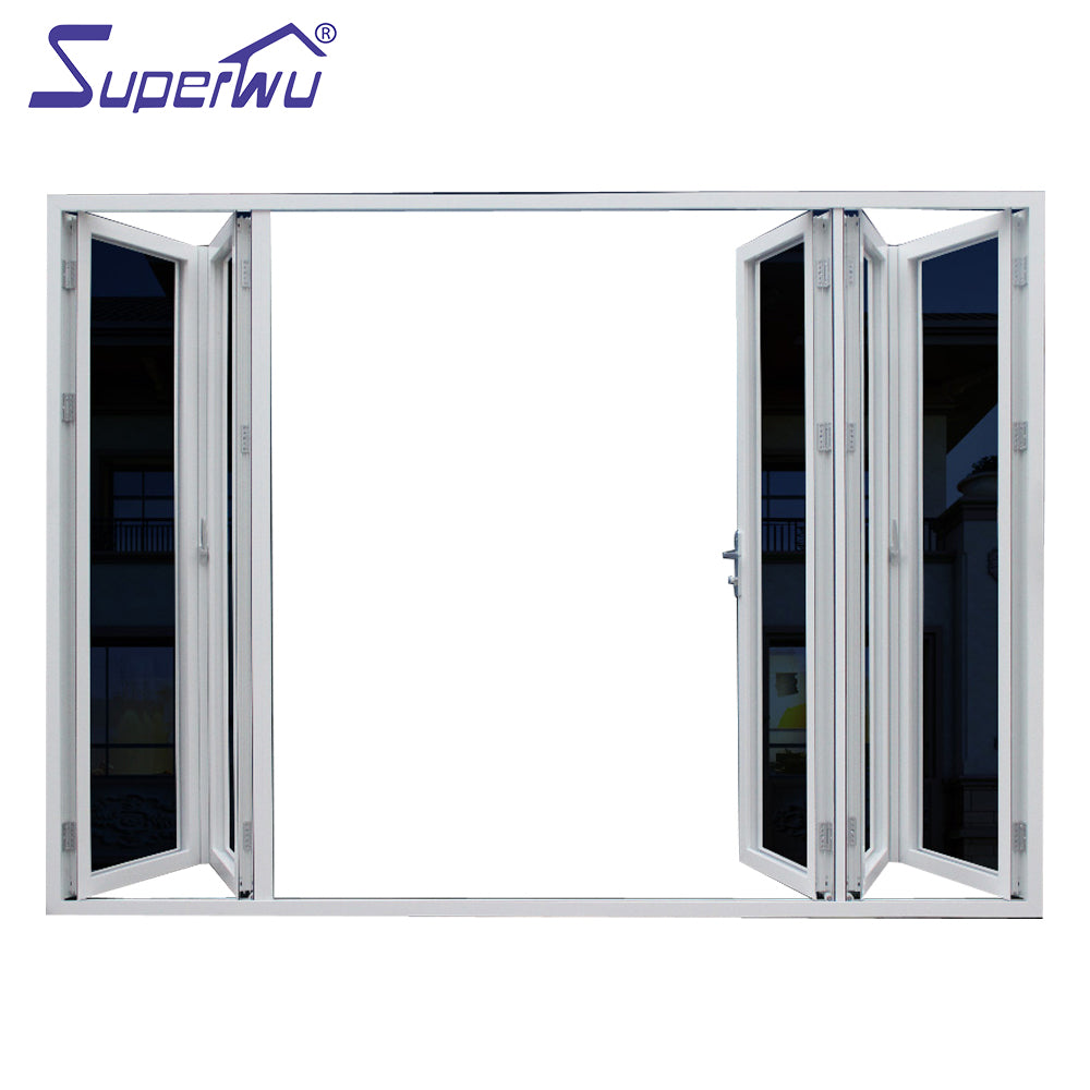 Superwu Luxury home aluminum double tempered glass folding doors