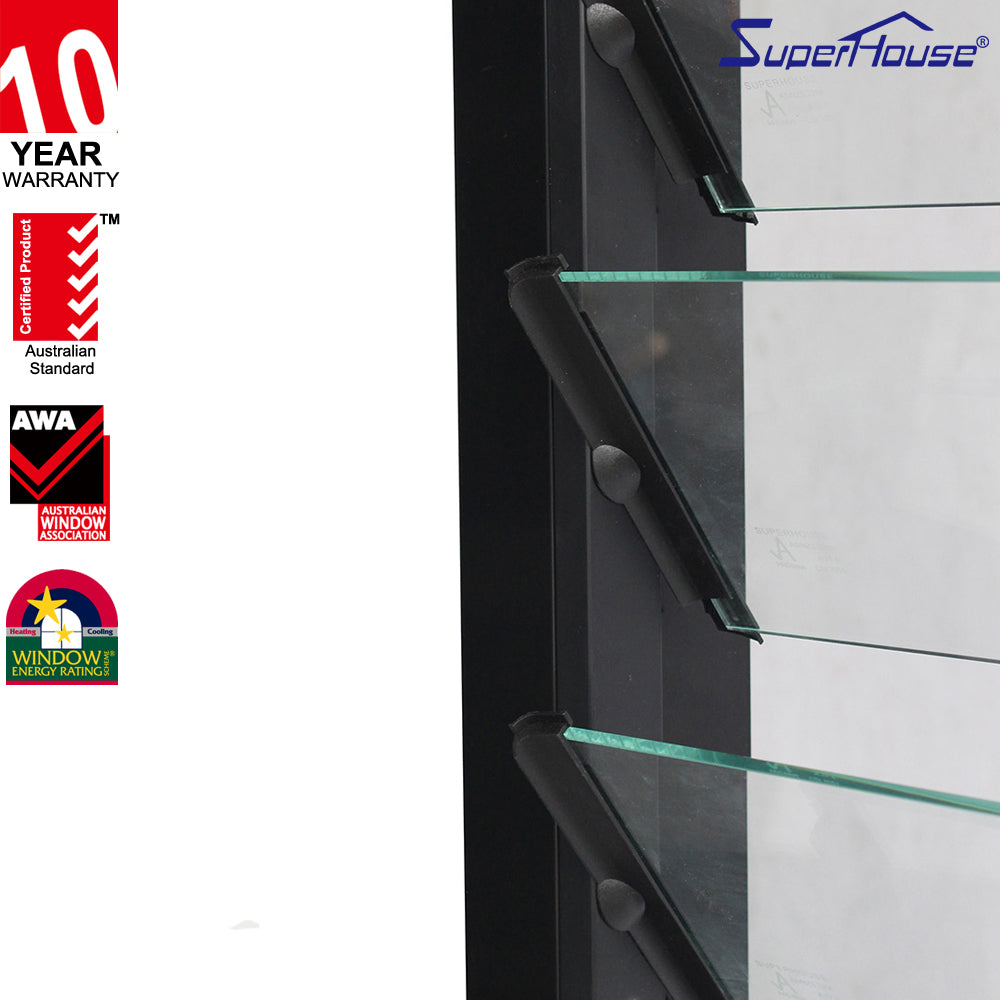Superhouse Aluminium frame residential glass louvre windows australian standard