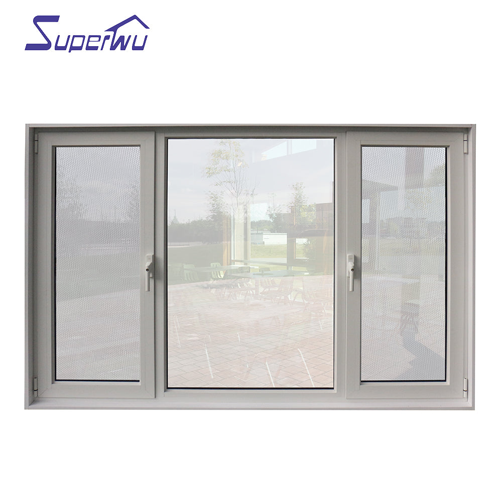 Superwu Customized color durable coating Aluminum casement windows with Germany import handle and latch