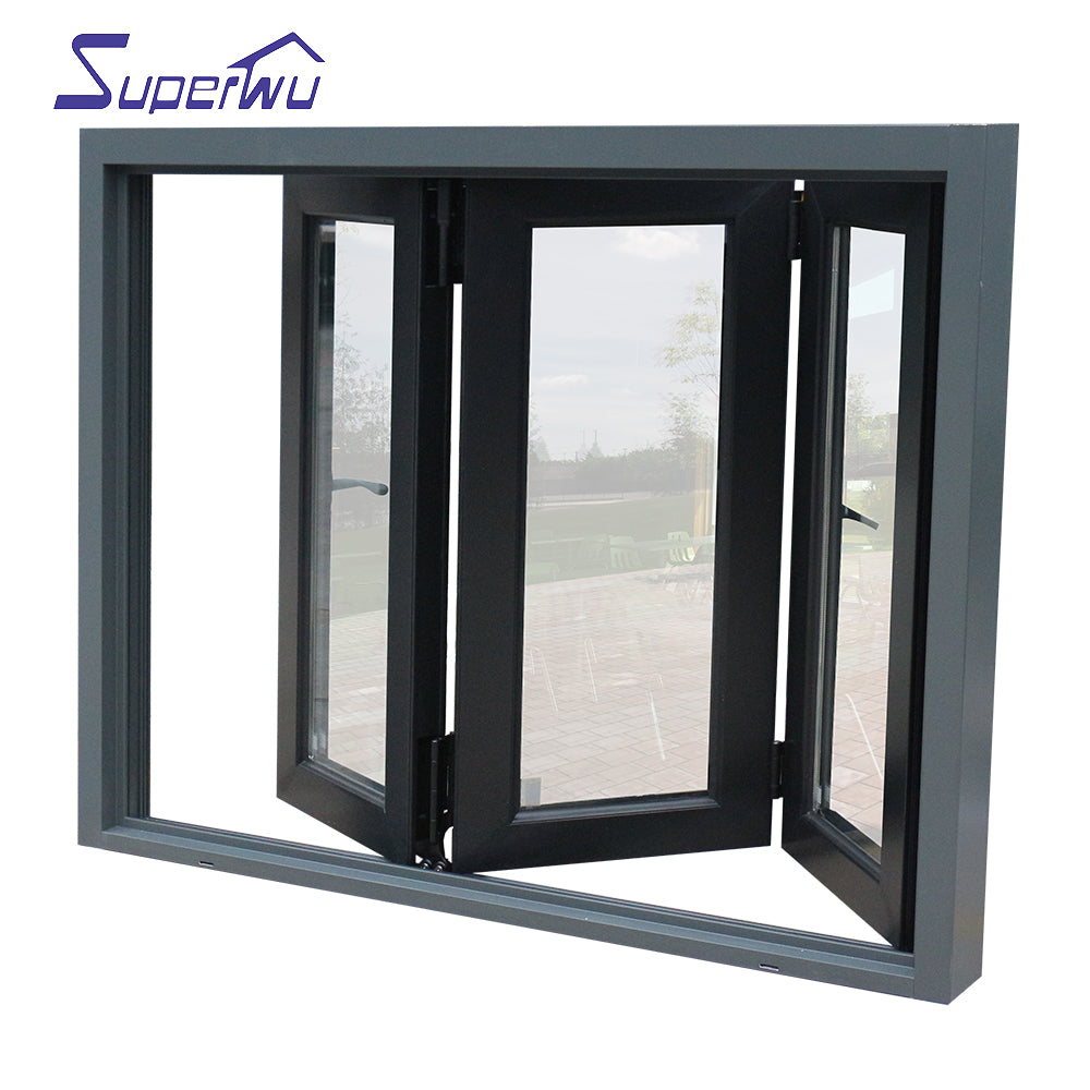 Superwu High quality Product Warranty Soundproof Aluminum Glass Windows Shades Security folding window