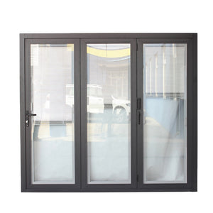 Superwu Outdoor Waterproof Aluminium Folding Doors with Blinds Tempered Glass Aluminium Bi fold Door