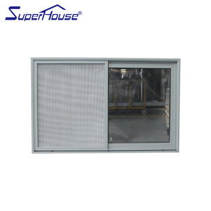 Superhouse Aluminium tempered glass sliding window with stainless steel mesh
