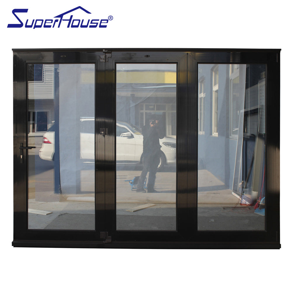 Superwu German brand aluminum black standard bifolding doors folding doors factory supply