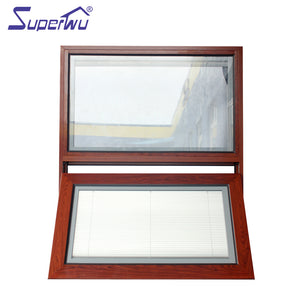 Superwu wood color latest window design impact aluminium awning window