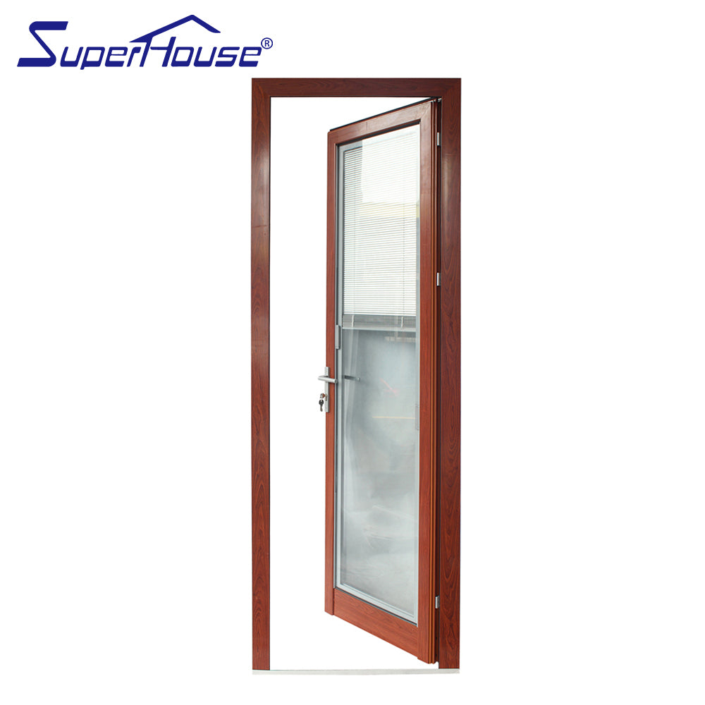 Superhouse AS2047 NFRC AAMA NAFS NOA standard double glass aluminium french doors with blinds