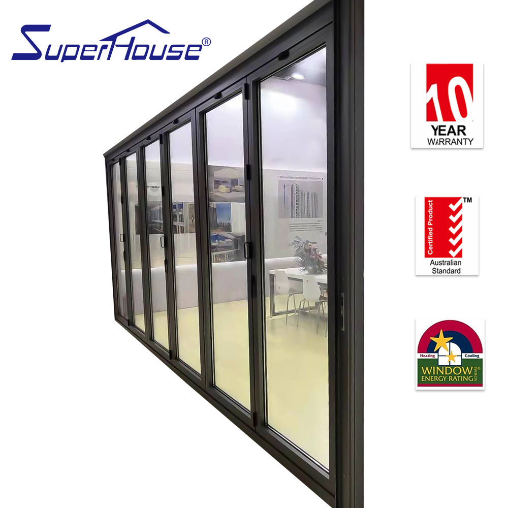 Superwu Australia standard competitive price exterior aluminum folding doors with black color