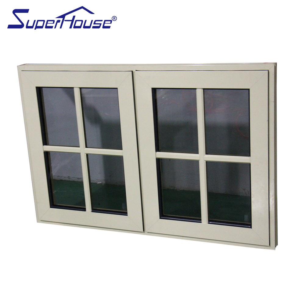 Superwu American standard hinge windows double glazed casement windows with decorate grill for sale