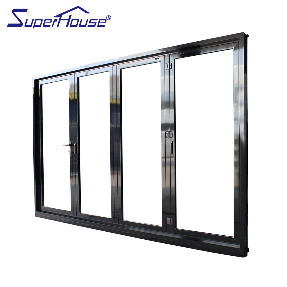 Superhouse AS2047 NFRC AAMA NAFS NOA standard double glass Stainless steel hinges folding sliding doors