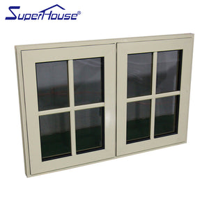 Superwu American standard hinge windows double glazed casement windows with decorate grill for sale