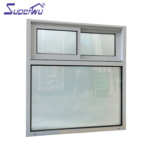 Superwu Aluminum sliding window best sale frosted obscure double glazed glass with fixed window