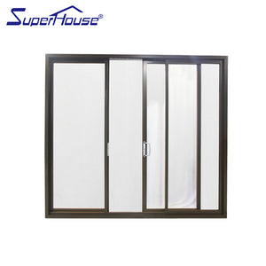 Superhouse NOA NFRC AS2047 standard commercial black color aluminum 4 panels sliding door