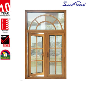 Superhouse Wooden Color Powder Coating Aluminum Casement Window