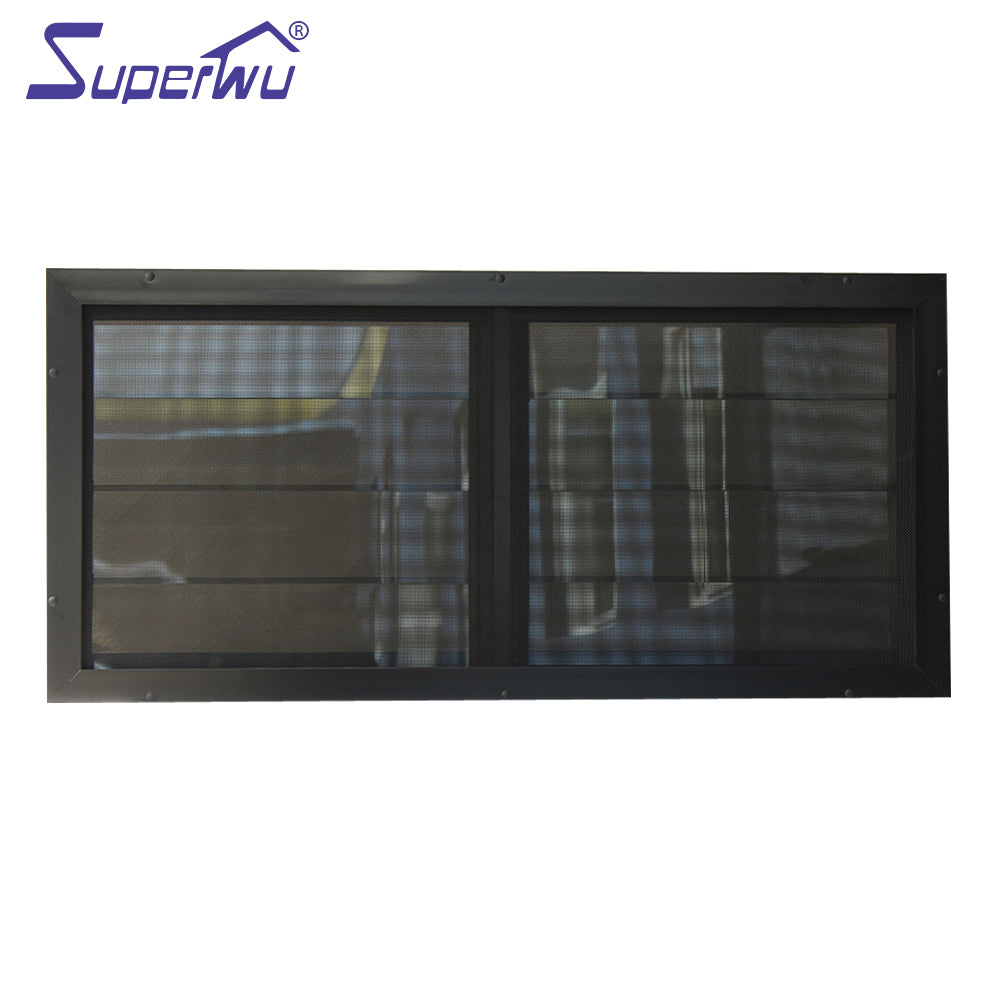 Superwu Double glazing aluminium louver design windows vertical aluminum glass window with built-in shutters for sale