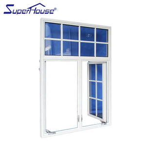 Superhouse USA style white color crank casement window french window with blinds in glass
