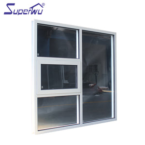 Superwu Australia market double glazed glass aluminum frame American aluminium awning windows black color