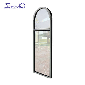 Superwu Australia standard new exterior aluminum window arch round fixed double tempered glass design hot sale