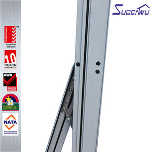 Superwu Australian Standard Top Sale Winder Chain lock Tempered Glass Awning Aluminum Windows